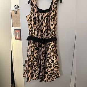 Leopard print size 2x pinup couture Laura Byrnes black label swing dress